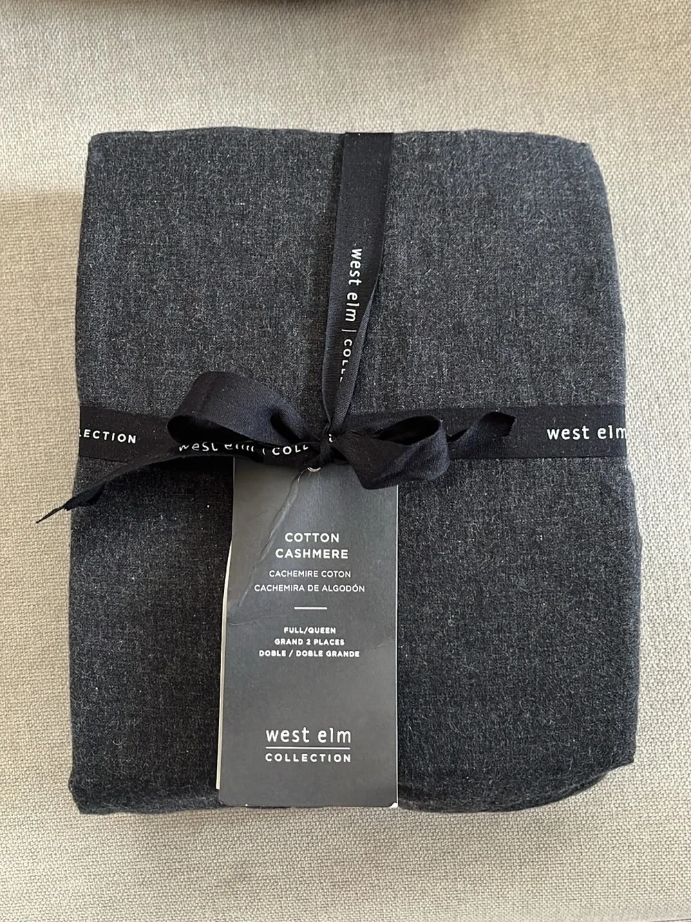 West Elm Collection Cotton Cashmere Duvet Cover - Charcoal
